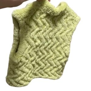 real Rabbit fur Fuzzy fluffy Vest Lime Green Textured Jacket